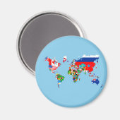 Symbool silhouet van de vlag van het wereldkaart l magneet (Voorkant / Achterkant)
