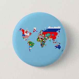 Symbool silhouet van de vlag van het wereldkaart l ronde button 5,7 cm