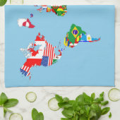 Symbool silhouet van de vlag van het wereldkaart l theedoek (Gevouwen)