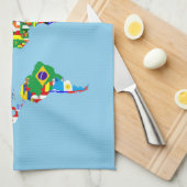 Symbool silhouet van de vlag van het wereldkaart l theedoek (Quarter Fold)