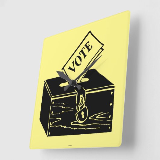 Symbool: stembus vierkante klok (Hoek)