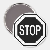 Symbool stoppen - zwart op wit magneet (Voorkant / Achterkant)