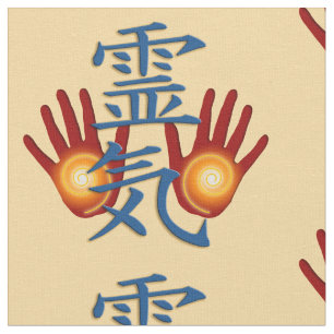 Symbool/Teken REIKI & Handen + uw backgr. & ideeë Stof