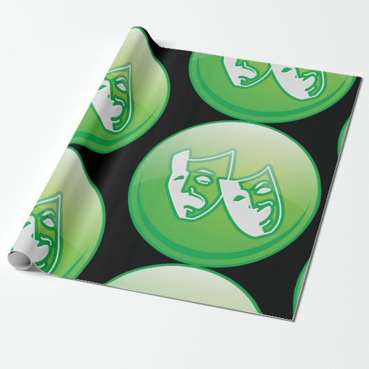 Symbool theatermasker cadeaupapier (Uitgerold)
