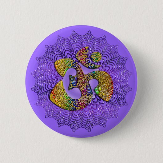 Symbool Universal OM/AUM — Ornament Ronde Button 5,7 Cm (Voorkant)