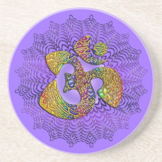 Symbool Universal OM/AUM — Ornament Zandsteen Onderzetter (Voorkant)