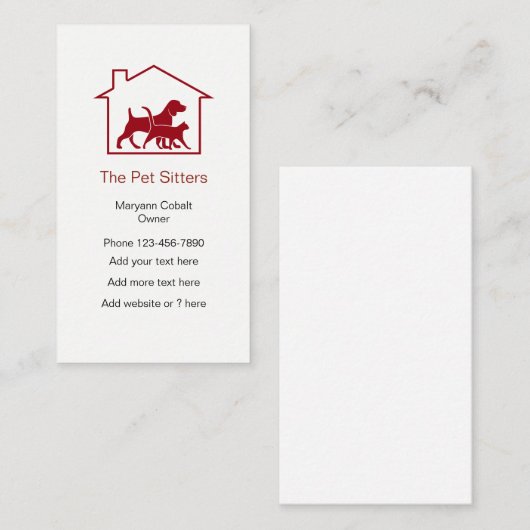 Symbool van de Dog- en Cat Pet Sitter House Visitekaartje (Voorkant / Achterkant)