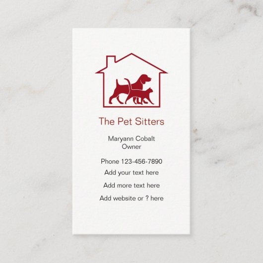 Symbool van de Dog- en Cat Pet Sitter House Visitekaartje (Voorkant)