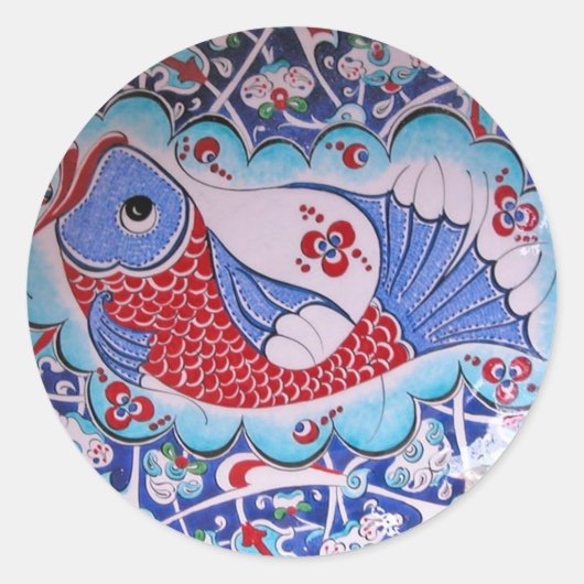 Symbool van de Fortune/Tegel-kunst Ronde Sticker (Voorkant)