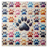 Symbool van de liefde gekleurde hondenpow print tegeltje (Voorkant)