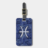 Symbool van de pisces Zodiac op Navy Blue Digital Bagagelabel (Voorkant verticaal)