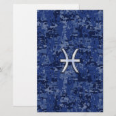 Symbool van de pisces Zodiac op Navy Blue Digital  Briefpapier (Voorkant / Achterkant)
