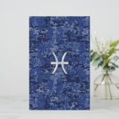 Symbool van de pisces Zodiac op Navy Blue Digital  Briefpapier (Staand voorkant)