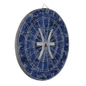 Symbool van de pisces Zodiac op Navy Blue Digital  Dartbord (Voorkant Links)