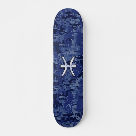 Symbool van de pisces Zodiac op Navy Blue Digital  Skateboard (Voorkant)