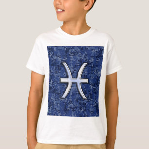 Symbool van de pisces Zodiac op Navy Blue Digital  T-shirt