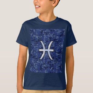 Symbool van de pisces Zodiac op Navy Blue Digital  T-shirt
