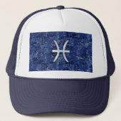 Symbool van de pisces Zodiac op Navy Blue Digital Trucker Pet (Voorkant)
