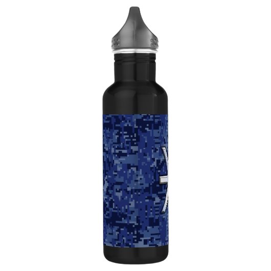 Symbool van de pisces Zodiac op Navy Blue Digital Waterfles (Links)