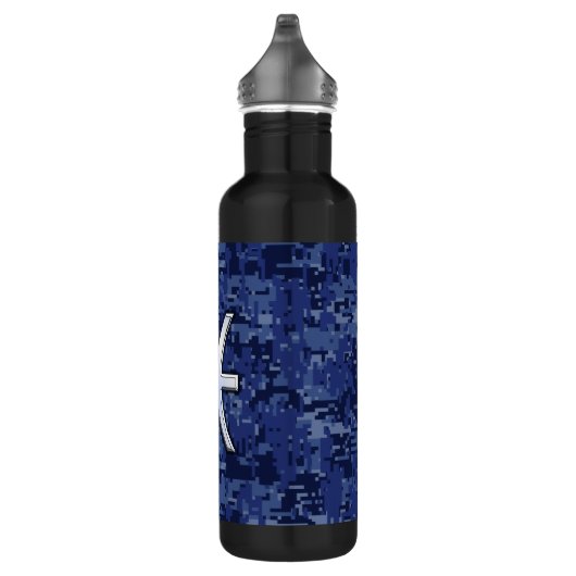 Symbool van de pisces Zodiac op Navy Blue Digital  Waterfles (Rechts)