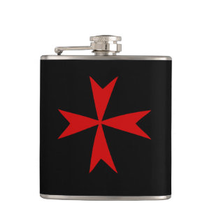 Symbool van de Rode Maltese kruis en Malta-vlag mo Heupfles