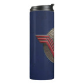 Symbool van de vrouw over concentrische cirkels thermosbeker (Gedraaid links)