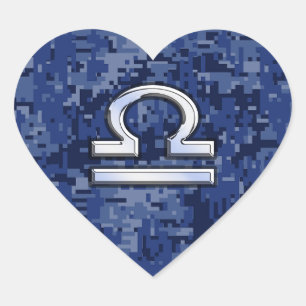 Symbool van de Weegdierentuin op Blue Digital Camo Hart Sticker