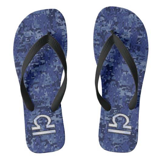 Symbool van de Weegdierentuin op Blue Digital Camo Teenslippers (Voetbed)