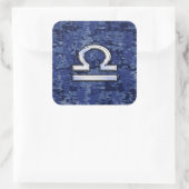 Symbool van de Weegdierentuin op Blue Digital Camo Vierkante Sticker (Tas)