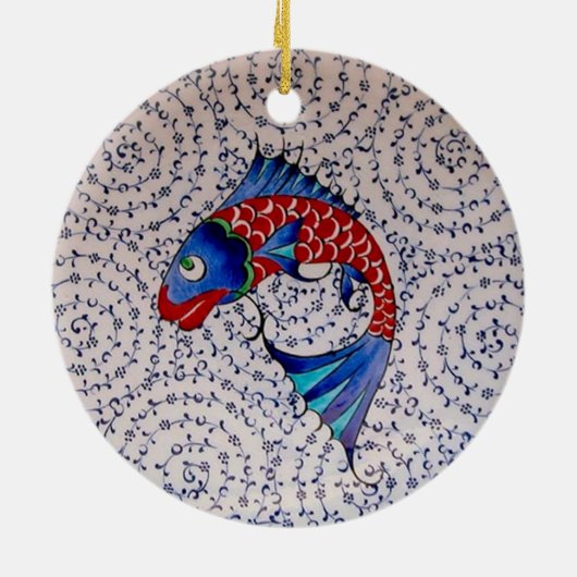 Symbool van Fortune Good Luck Koi Fish Keramisch Ornament (Achterkant)
