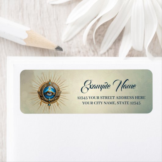 Symbool van het Egyptische alziende oog, Etiket (Insitu)