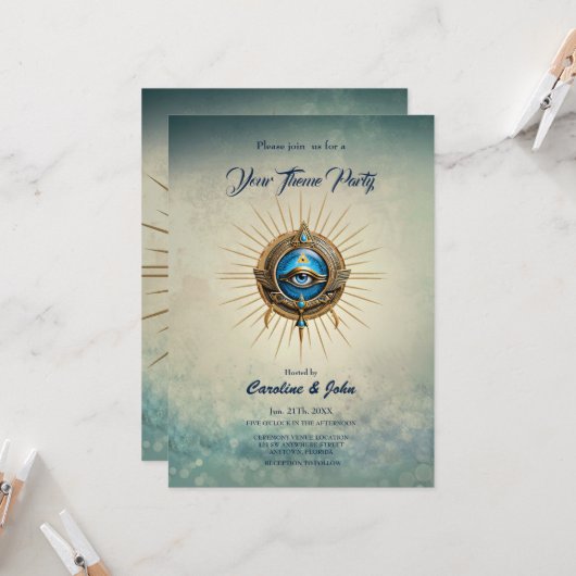 Symbool van het Egyptische alziende oog, Kaart (Voorkant / Achterkant in situ)