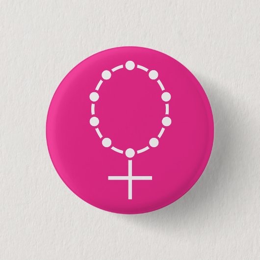 symbool van het feminisme en het geloof ronde button 3,2 cm (Voorkant)