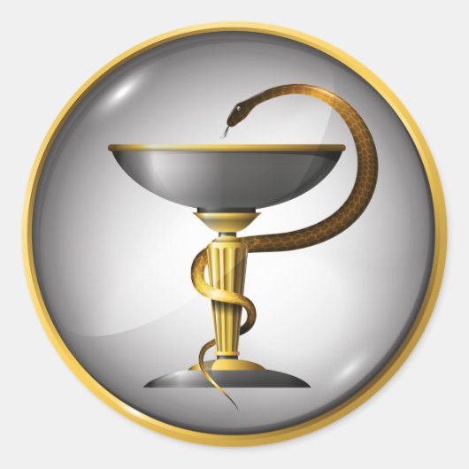 Symbool van het geneesmiddel slang ronde sticker (Voorkant)