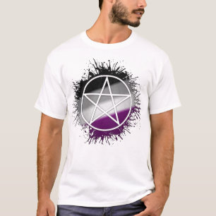 Symbool van het verfsplatter Asexual Pride Pentacl T-shirt