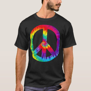 Symbool van het vredesteken Tie Dye 60s 70s Shirt