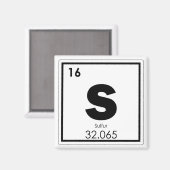 Symbool van het zwavelelement, scheikundige formul magneet (Voorkant / Achterkant)