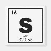 Symbool van het zwavelelement, scheikundige formul magneet (Voorkant)