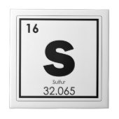 Symbool van het zwavelelement, scheikundige formul tegeltje (Voorkant)