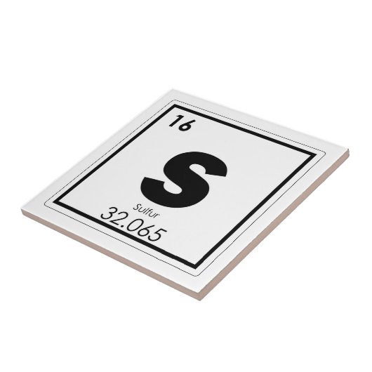 Symbool van het zwavelelement, scheikundige formul tegeltje (Zijkant)