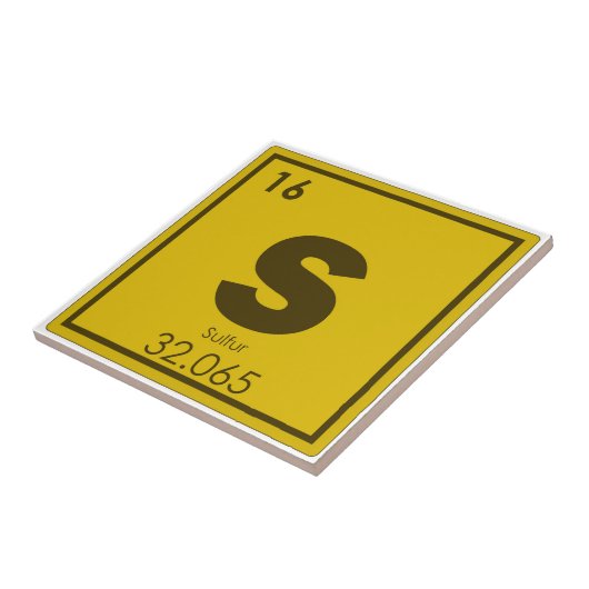Symbool van het zwavelelement, scheikundige formul tegeltje (Zijkant)