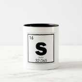 Symbool van het zwavelelement, scheikundige formul tweekleurige koffiemok (Center)
