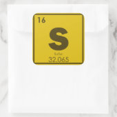 Symbool van het zwavelelement, scheikundige formul vierkante sticker (Tas)