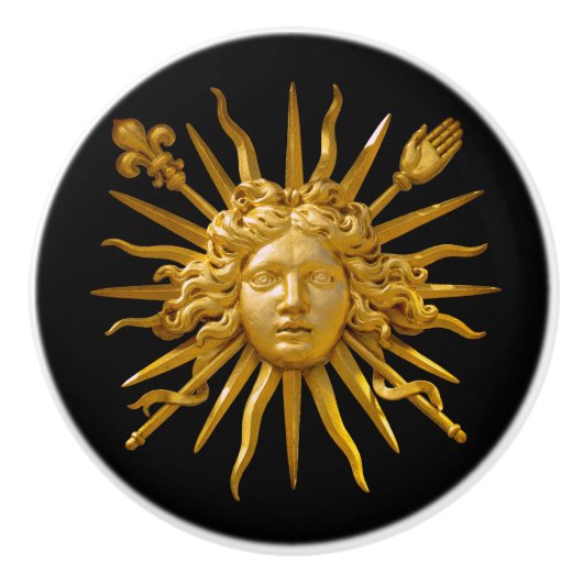 Symbool van Louis XIV de Sun King Keramische Knop (Voorkant)