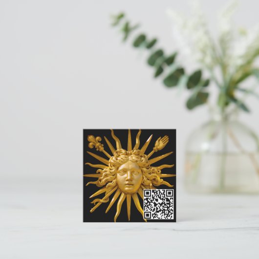 Symbool van Louis XIV de Sun King - QR-code Vierkante Visitekaartje (Staand voorkant)