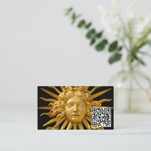 Symbool van Louis XIV de Sun King - QR-code Visitekaartje (Staand voorkant)