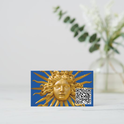 Symbool van Louis XIV de Sun King - QR-code Visitekaartje (Staand voorkant)