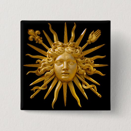 Symbool van Louis XIV de Sun King Vierkante Button 5,1 Cm (Voorkant)