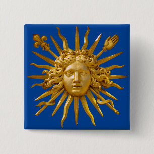 Symbool van Louis XIV de Sun King Vierkante Button 5,1 Cm