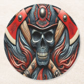 Symbool van moed en brandbeveiliging ronde kartonnen onderzetter (Voorkant)